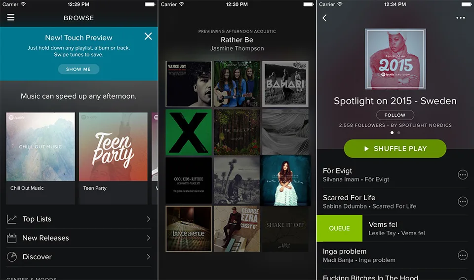 Spotify Touch Preview